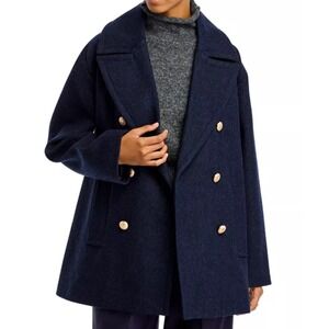 AQUA Wool Blend Peacoat‎ Double Breasted Gold Button Jacket Coat, Size M